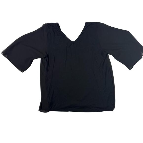 Bobeau Women’s XS Black Chiffon Layered Blouse Sheer Half Sleeve Top - Picture 3 of 8